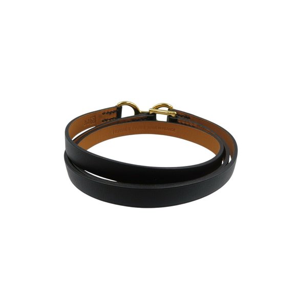 Hermes Leather Black Gold O Stamped Choker 1340HERMES Jewelry